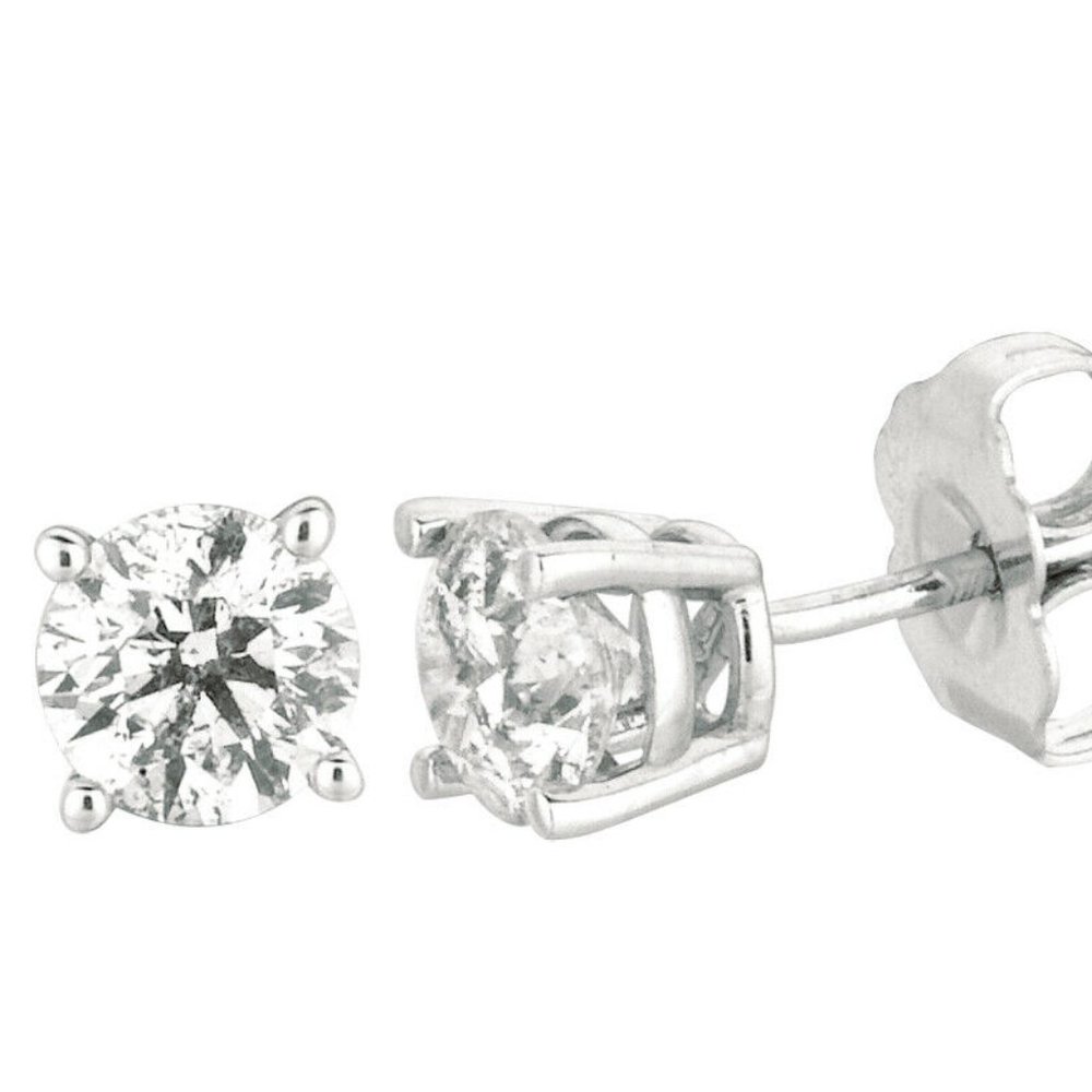 1.00 Carat Natural Diamond Stud Earrings G SI 14K